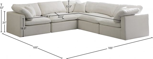 Meridian Furniture Plush 5-Piece Cream 105" Curved Sectional-2