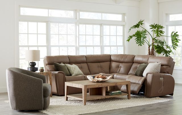 Palliser® Furniture Customizable Acacia Two Power Reclining Corner Curve Sectional with Power Headrest-2