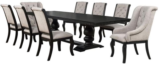 Coaster® Phelps 9-Piece Distressed Noir/Tan Rectangular Dining Table Set-0