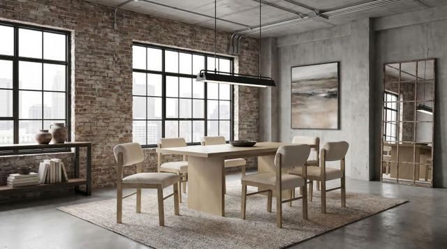Coaster® Decker 7-Piece Cream/Natural Oak Dining Table Set-1