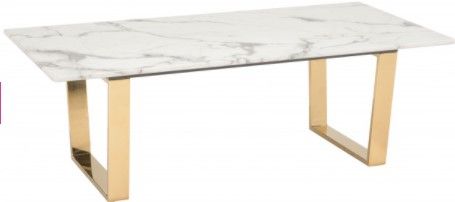 Zuo® Modern Atlas White Coffee Table with Gold Base -0