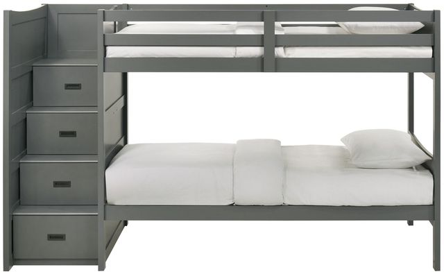Elements International Sami Gray Youth Twin Over Twin Step Bunk Bed with Left Headboard-2
