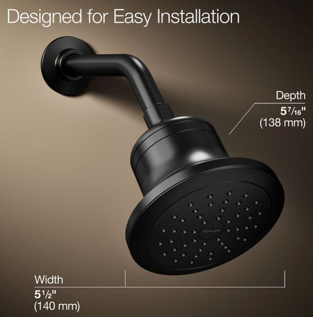 KOHLER® Cinq® Matte Black 1.75 GPM Round Single-Function Filtered Showerhead-3