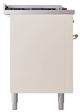 Ilve® Nostalgie II Noblesse 60'' Antique White Pro Style Dual Fuel Range with Brass Trim-2