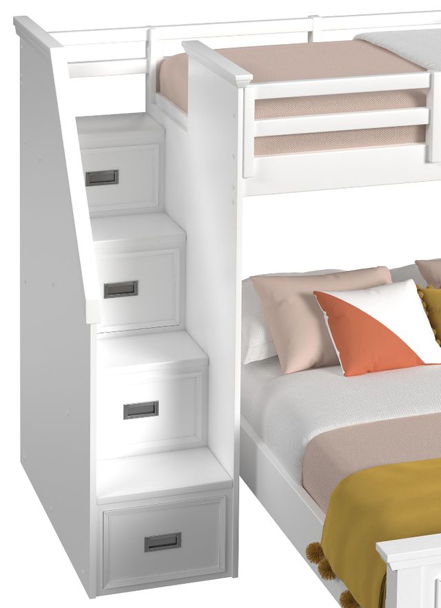Elements International Hampton Kids White Twin/Full Loft Bed with Staircase and Desk-3