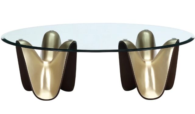 Michael Amini® Houston Glass Top Cocktail Table with Walnut Base-1