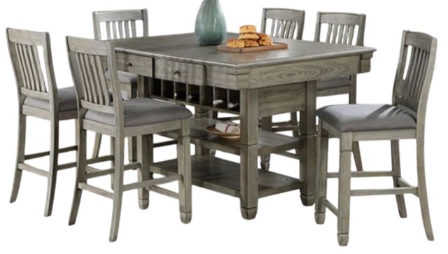 Furniture of America® Anaya 7-Piece Gray Counter Dining Set-0