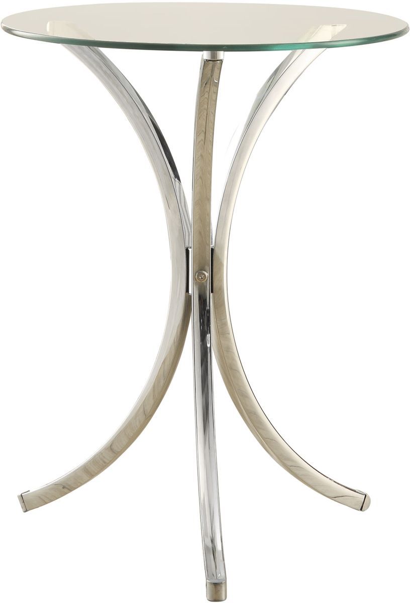 Coaster® Eloise Glass Top Round Accent Table with Chrome Curved Legs
