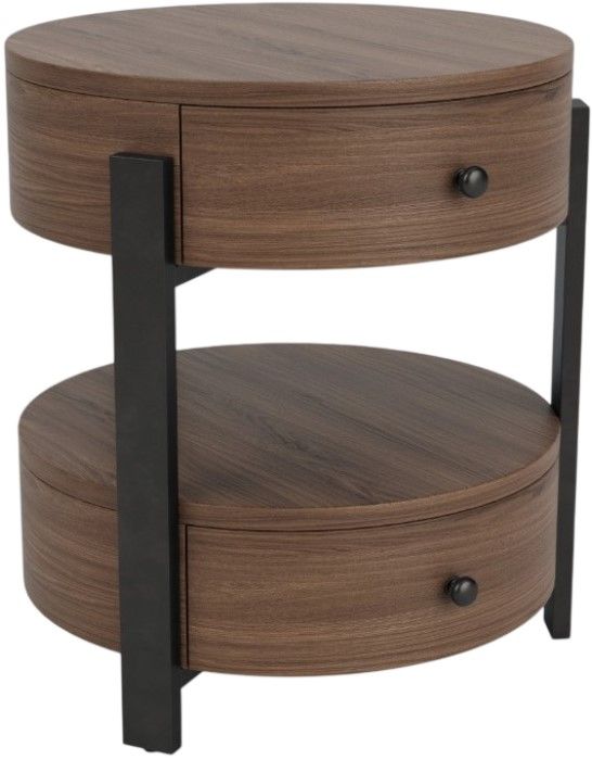 Riverside Furniture Nova Asbury Walnut End Table with Dark Bronze Base-0