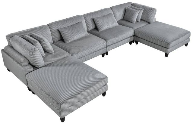 Homelegance® Robstown 6-Piece Gray Modular Sectional with 2-Ottoman-0
