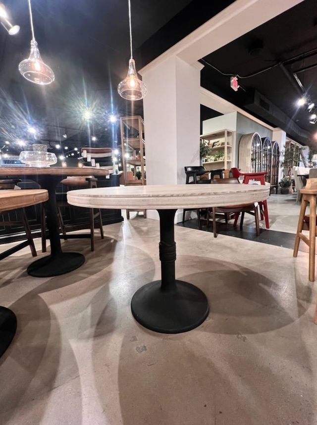 Nest Home Collections Sadie White Wash Round Counter Table with Iron Base-1