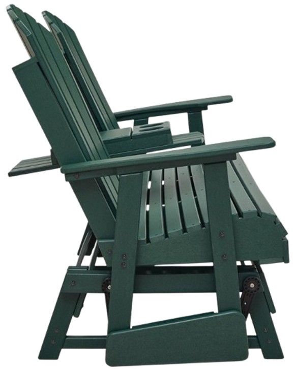 Signature Design by Ashley® Shell Beach Green Wooden Outdoor Glider Loveseat-2