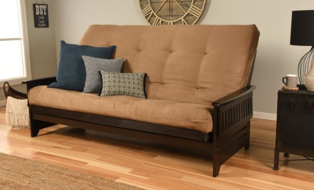 Kodiak Furniture Phoenix Suede Peat/Espresso Queen Futon with Mattress-1