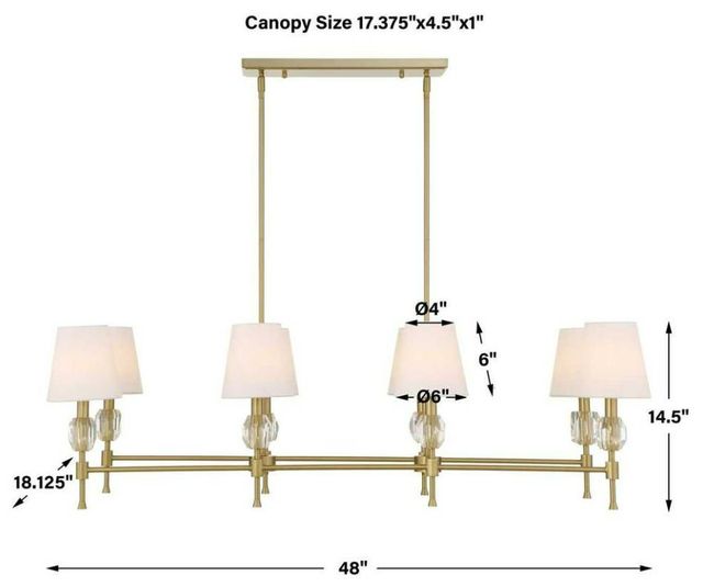 Uttermost® Arques Natural Brass 8 Light Linear Chandelier-2