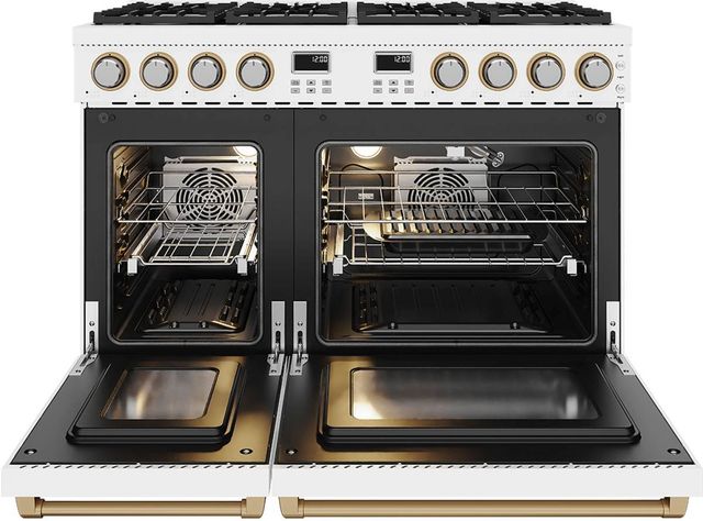 Thor Kitchen A Series 48" White Matte Pro Style Gas Range with Bronze Hardware-1