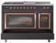 Ilve® Nostalgie II Noblesse 48'' Graphite Matte Pro Style Dual Fuel Range with Copper Trim-3