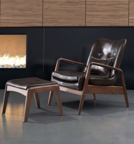 Zuo® Modern Bully Brown Lounge Chair and Ottoman Set-0