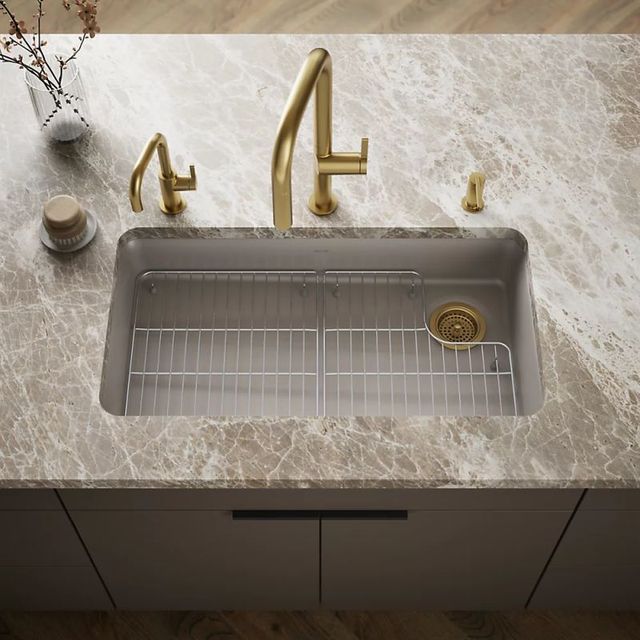 KOHLER® Cairn® Matte Taupe 33" Undermount Single-Bowl Kitchen Sink-1