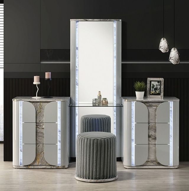 Furniture of America® Cleburne Light Gray Vanity Stool-2