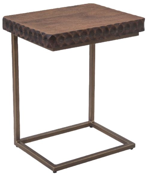 Home Trends & Design Santa Cruz Brown Side Table with Antique Bronze Base-0