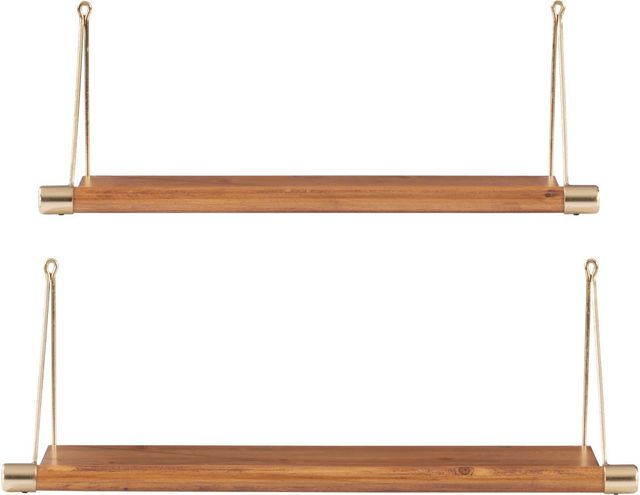 Linon Askins Set of 2 Brown/Gold Wall Shelves-1