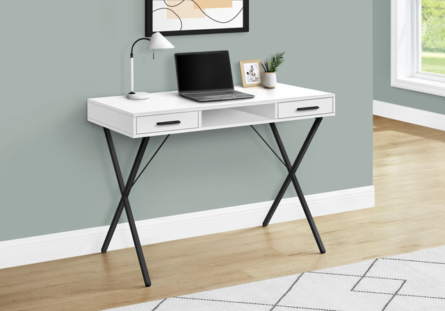 Monarch Specialties Inc. White/Black Metal Computer Desk-2