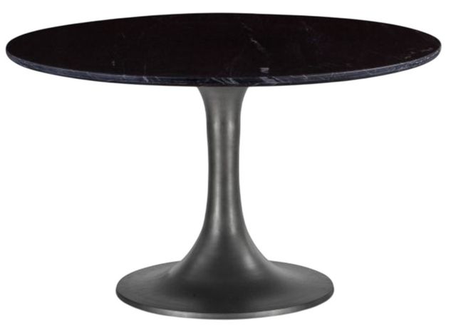 Home Trends & Design Palm Springs Black Dining Table with Silver Base-0