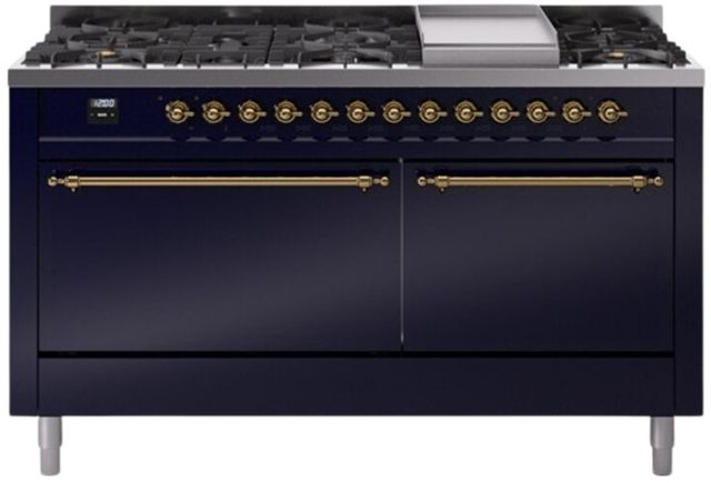 Ilve® Nostalgie II Series 60" Midnight Blue Pro Style Dual Fuel Range-0