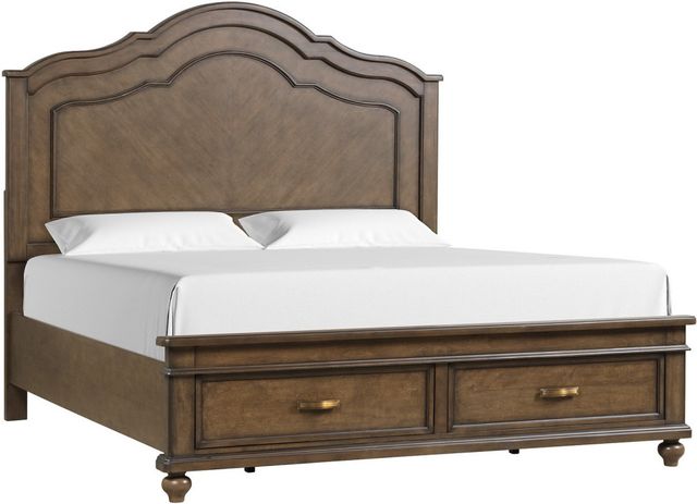 New Classic® Home Furnishings Canterbury Walnut Eastern King Panel Storage Bed-0