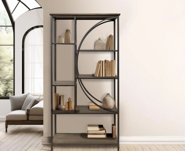 International Furniture Direct Zandria Black/Light Brown Bookcase-1