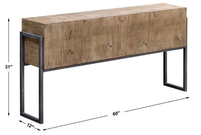 Uttermost® Nevis Light Oatmeal Wash Console Table with Aged Iron Frame-2