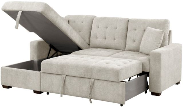 Homelegance® Waitsfield 2-Piece Beige Left-Arm Facing Pull-out Sleeper Sectional and Chaise with Hidden Storage-2