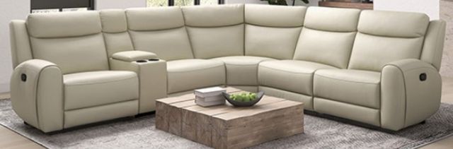 Furniture of America® Jacobus 5-Piece Beige Curved Manual Reclining Sectional-0