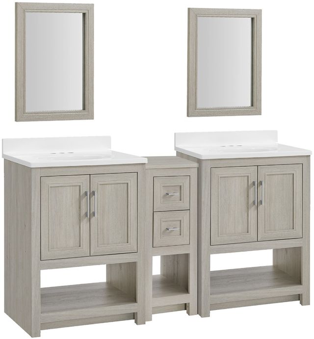 Linon Barkley 2-Piece Sandstone 25" Vanity Mirror and Floor Cabinet Set-0