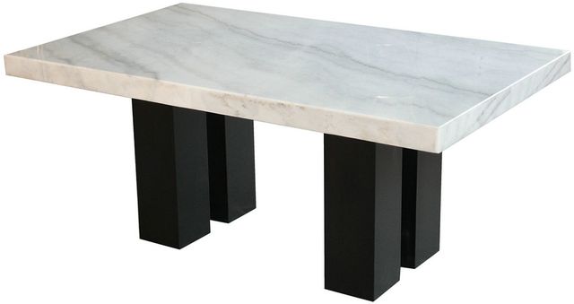 Steve Silver Furniture Zermatt 3pc Kitchen Island, 48" Grey Marble Top W/ 2 Black Vegan Leather Counter Stools, Dual Towel Racks, Wine Rack