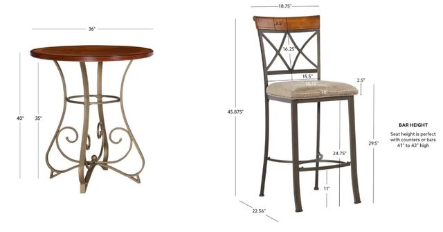 Powell® Hamilton 3-Piece Bronze/Medium Cherry Pub Table Set-2
