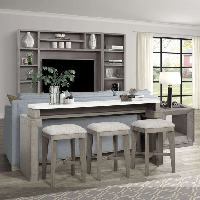Parker House® Pure Modern 4-Piece Moonstone Quartz Top Console Table with Stools-2