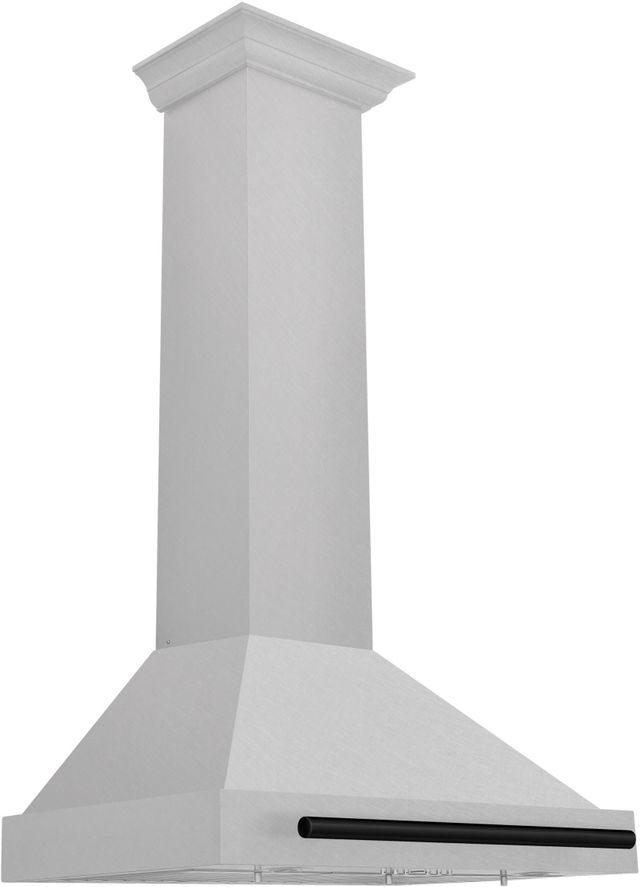 ZLINE Autograph Edition 30" Satin Stainless Steel Convertible Wall Mounted Range Hood with Matte Black Handle-2