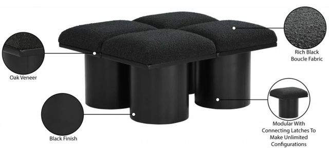 Meridian Furniture Pavilion 4-Piece Black 36" Modular Bench Set-3