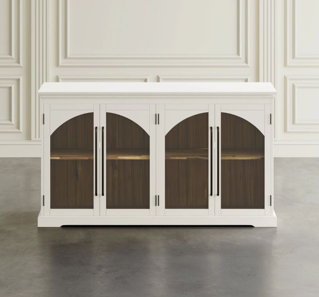 Jofran Inc. Archdale Antique White 4-Door Gothic Arch Accent Cabinet-3