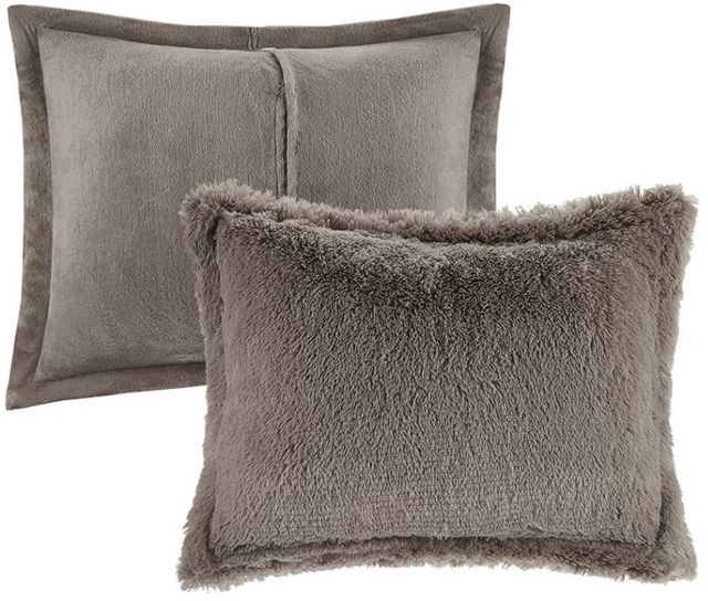 Olliix by Intelligent Design Malea Grey Twin/Twin XL Shaggy Faux Fur Comforter Mini Set-1