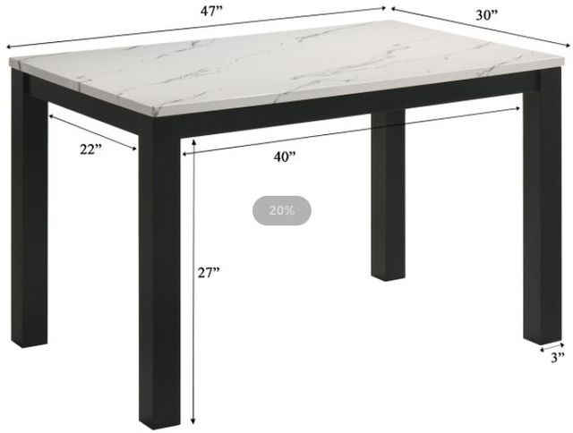 Crown Mark Resia Marble Top Dining Table with Black Base-2