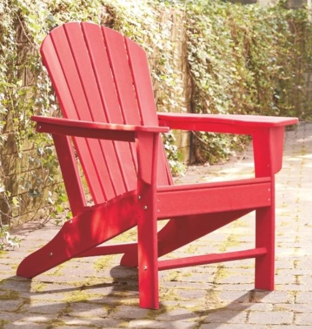 Signature Design by Ashley® Sundown Treasure Red Plastic Outdoor Adirondack Chair-3