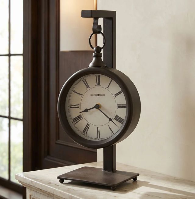 Howard Miller® Loman Antique Black Mantel Clock-1