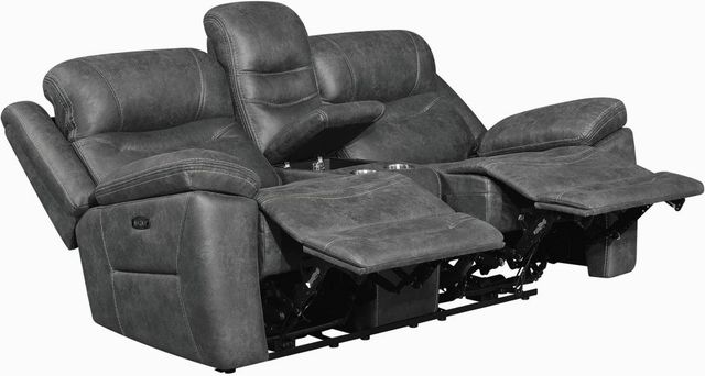 Coaster® Hemer Dark Grey Power Reclining Upholstered Loveseat-4