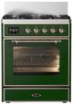 Ilve® Majestic III 30" Emerald Green Pro Style Dual Fuel Liquid Propane Range with 5 Black Brass Burners and Copper Trim-0