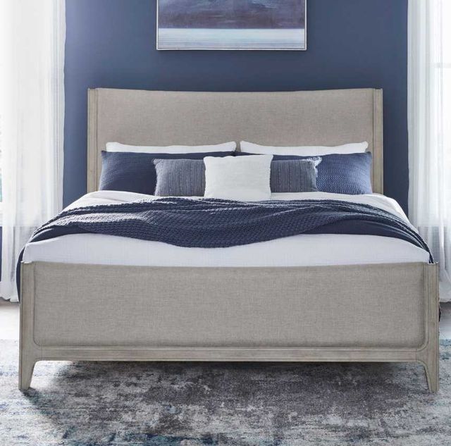 Liberty Furniture New Haven Flax Tone/Sanctuary White Queen Upholstered Panel Bed-1