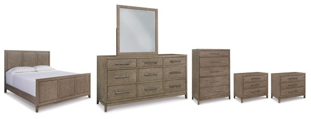 Signature Design by Ashley® Chrestner 6-Piece Gray California King Panel Bed Set-0