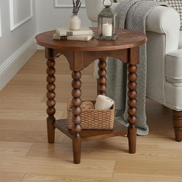 Martin Svensson Turned Wood Cocoa Brown End Table-1