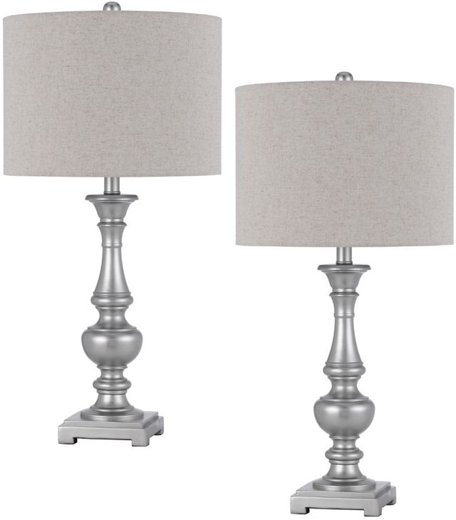 Cal® Lighting & Accessories Nampa 2-Piece Antique Silver Table Lamp Set-0